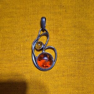 Elegant Silver and Amber Pendant
